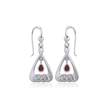 Celtic Knot Silver Earrings with Dangling Gemstone TER1794 - Jewelry